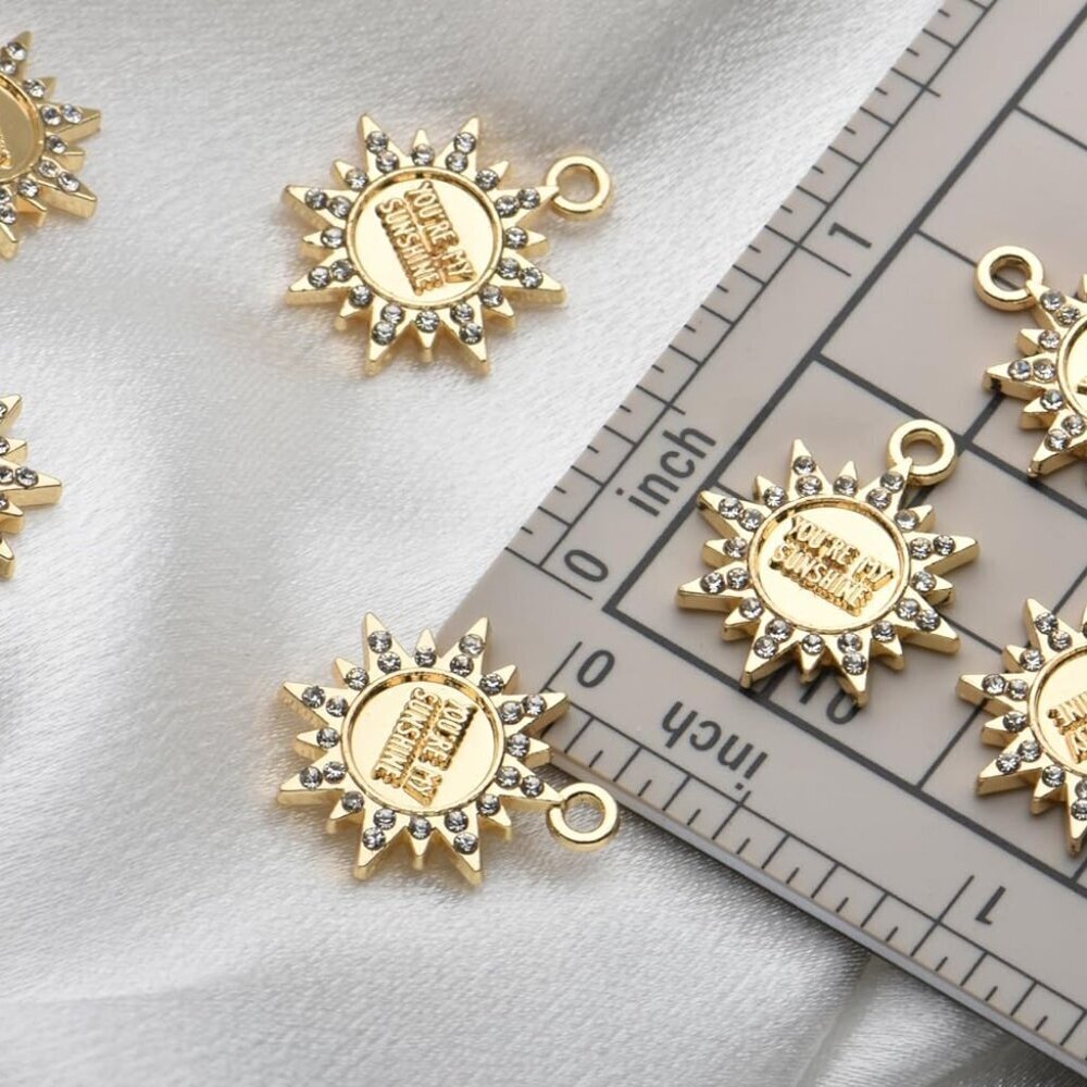 Pack of 20 Rhinestone Charms Gold Plated Pendants Pave Crystal Accessories for N - Picture 3 of 4